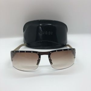 Vintage Gucci Monogrammed Sunglasses Chocolate Beige Blk5u